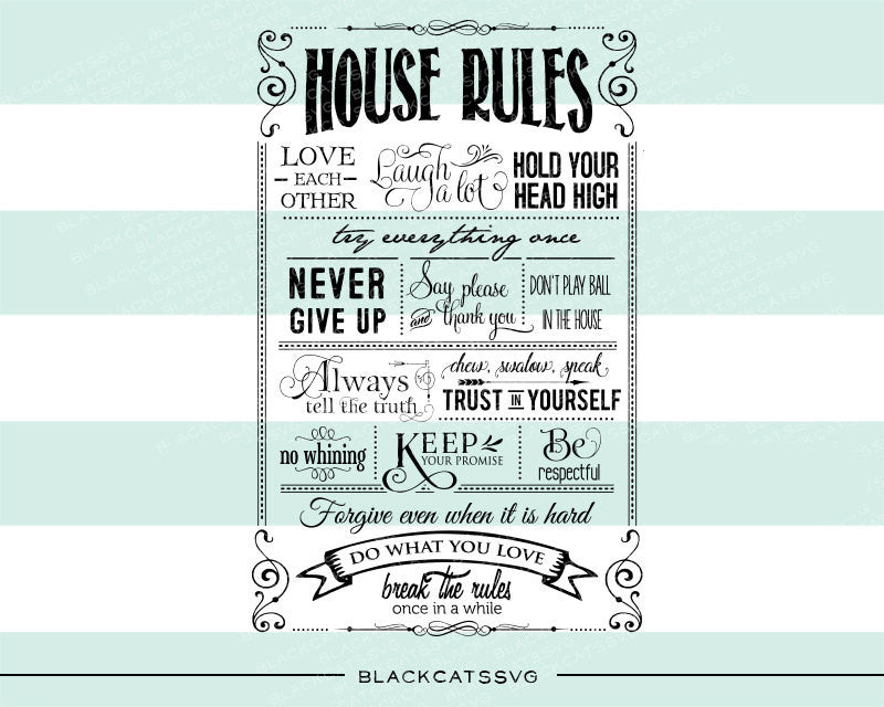 Download House Rules Svg File Cutting File Clipart In Svg Eps Dxf Png For Blackcatssvg