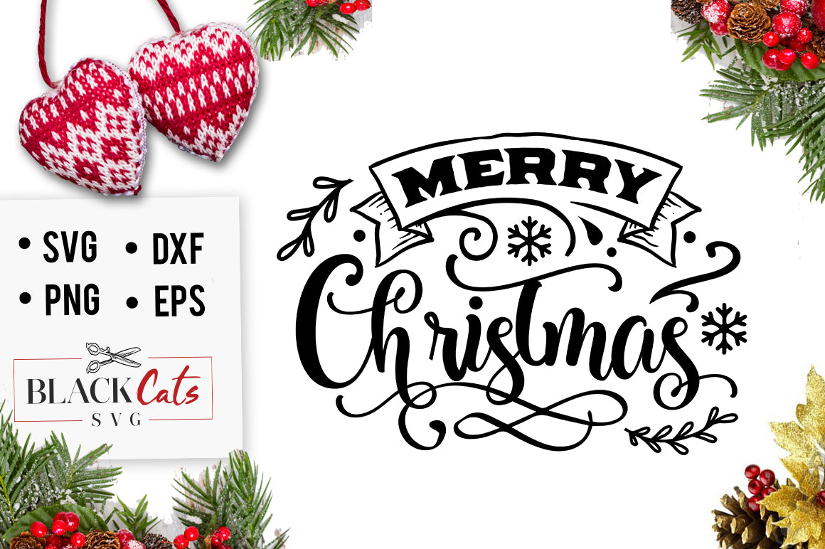 Download Merry Christmas SVG - BlackCatsSVG