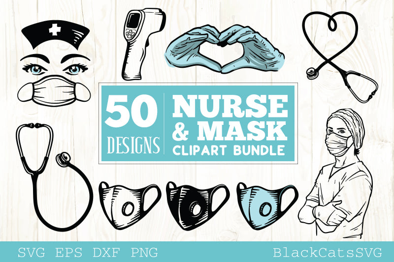 Download Nurse And Mask Svg Bundle Cliparts 50 Designs Blackcatssvg