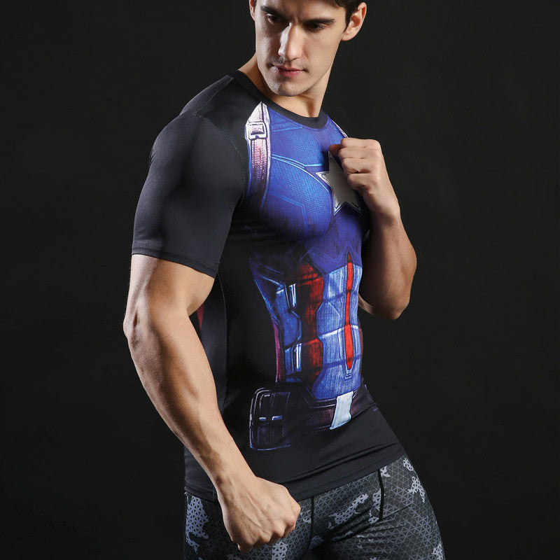 Captain America Dry Fit Shirt Gym Super Heroes