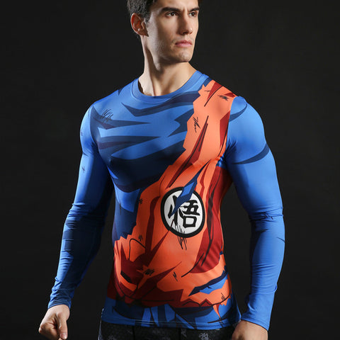 Goku Battle Torn Gi Long Sleeve Compression Shirt – Gym Super Heroes