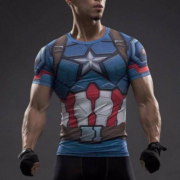 Captain America Dry Fit Shirt Gym Super Heroes