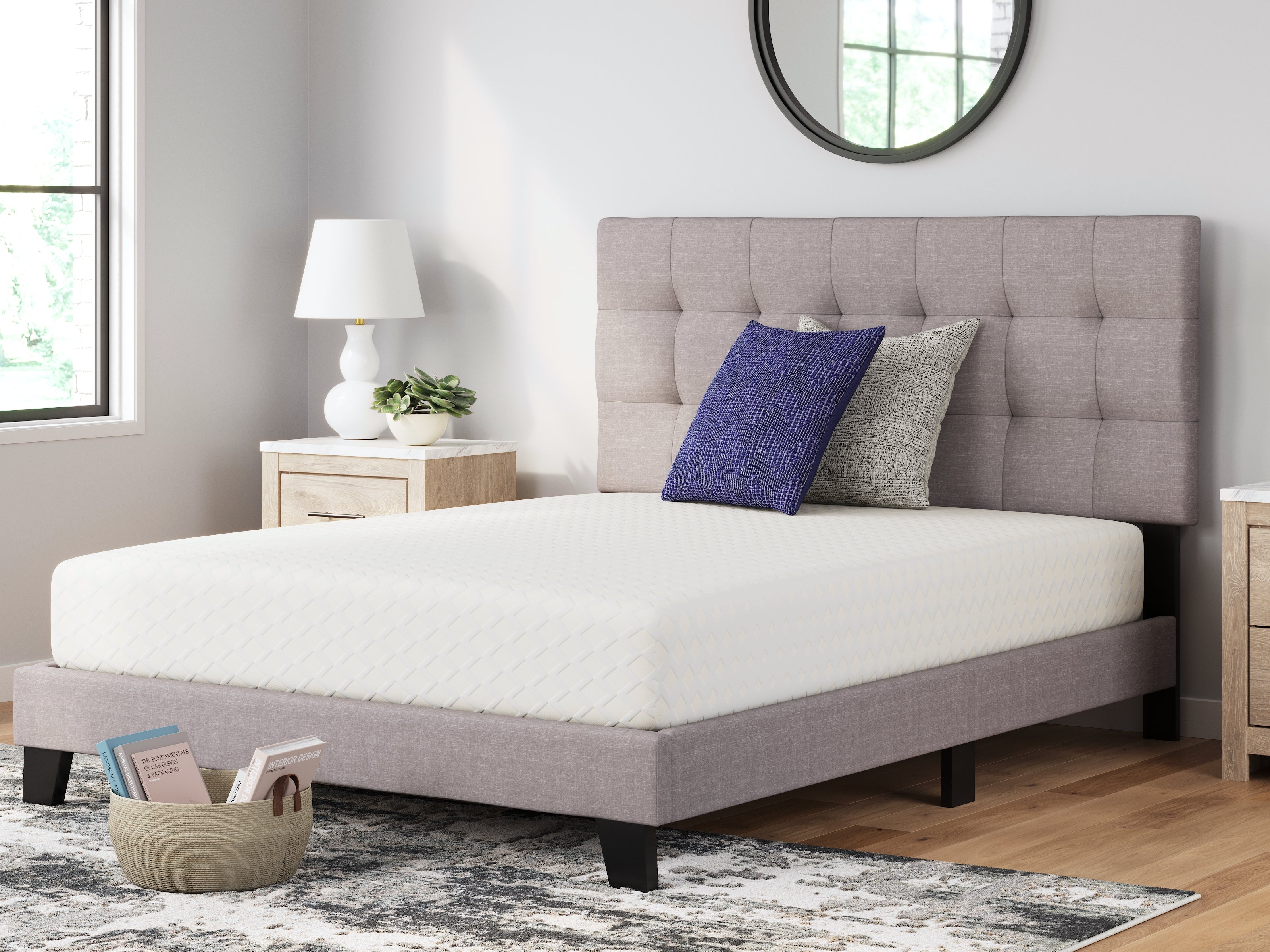 10 Inch Chime Memory Foam Queen Mattress in a Box with Better than a Boxspring Queen Foundation