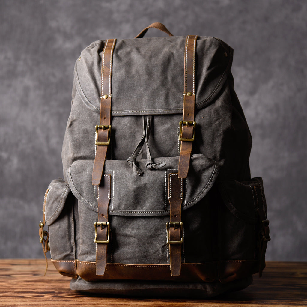 Personalized Waxed Canvas Backpack Large Travel Backpack School Rucksa – LISABAG