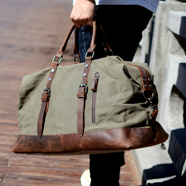 Handmade Military Style Oversized Weekend Travel Duffel Bag, Carry On ...