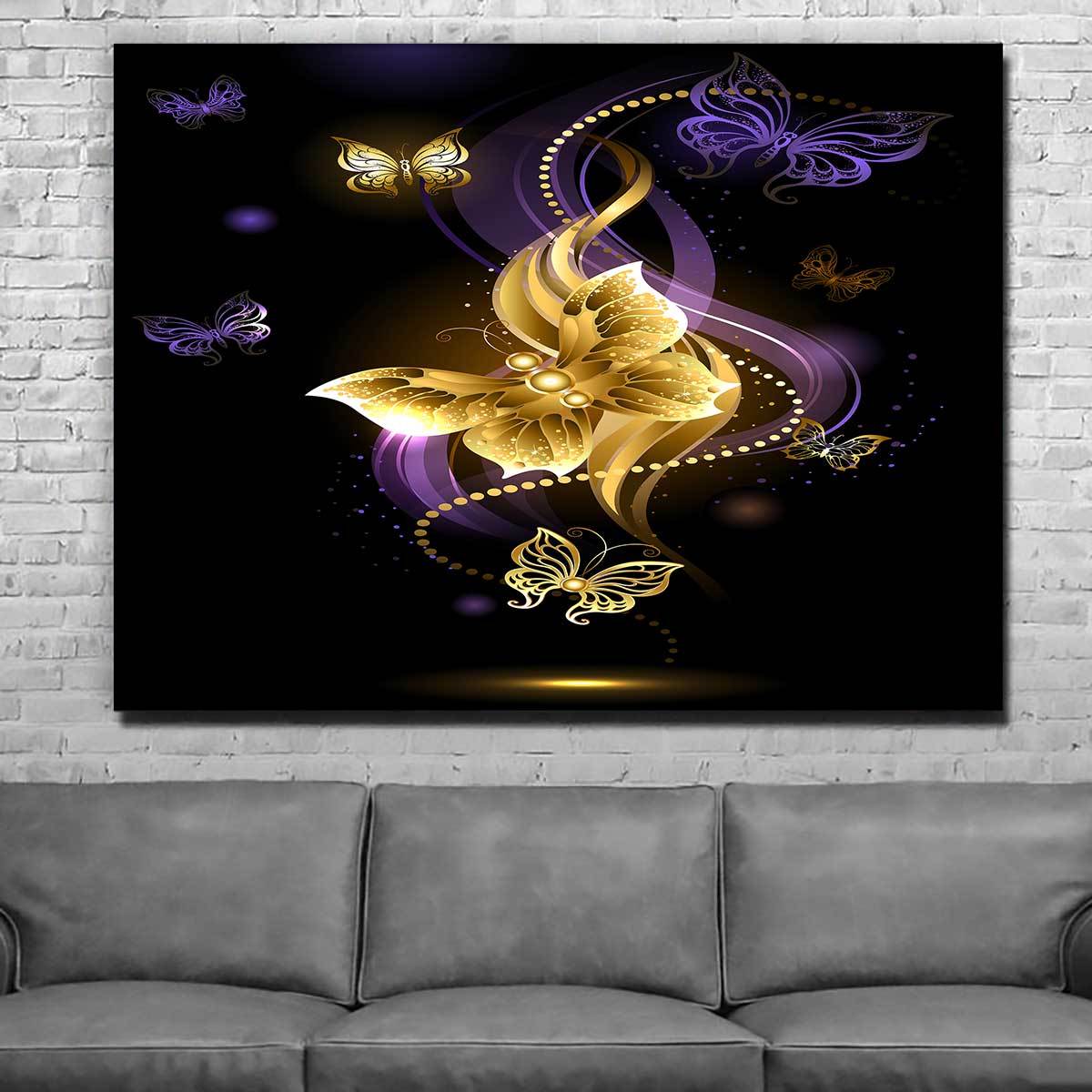 Purple And Gold Butterflies - Amazing Canvas Prints