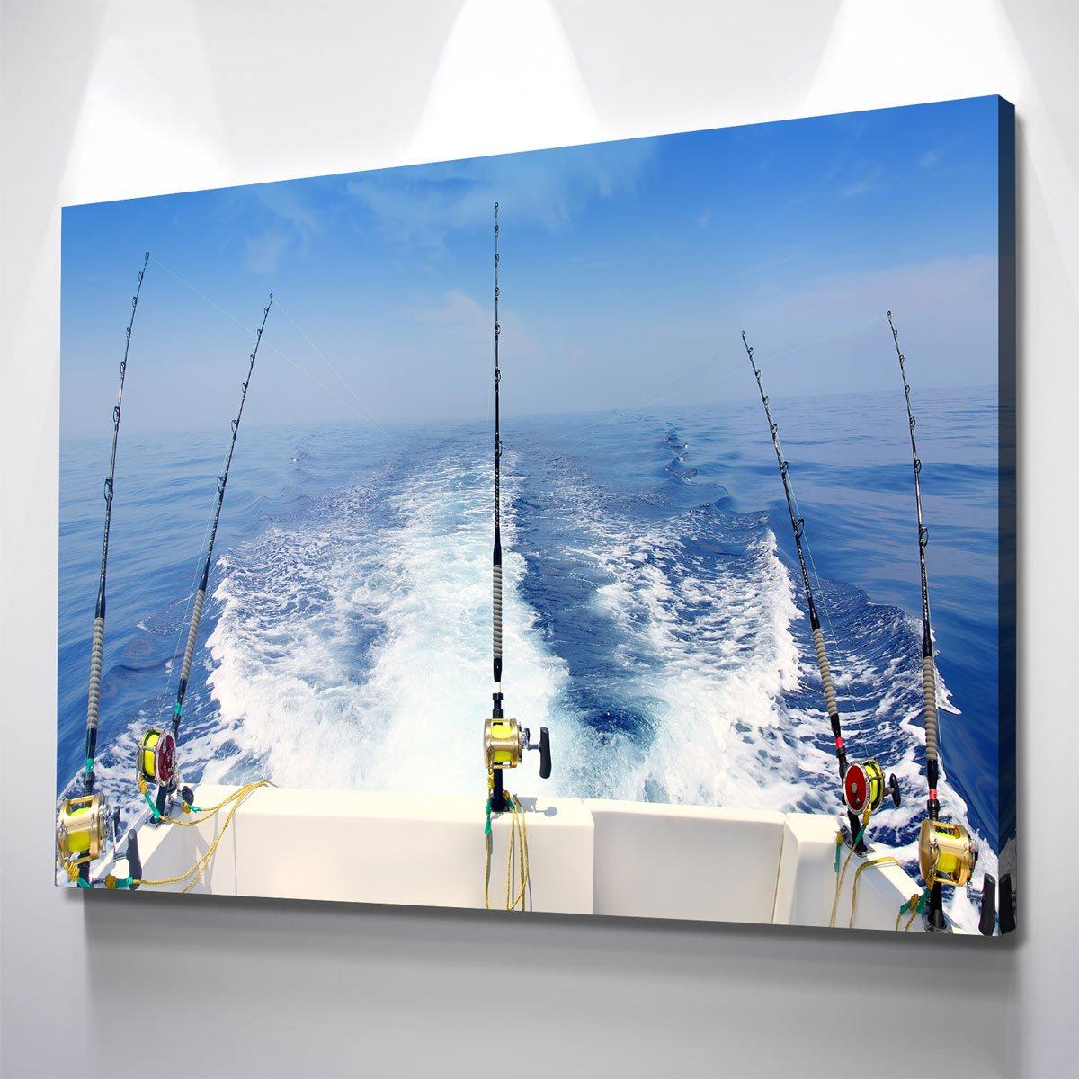 Fishing Rod and Reel Ocean Seascape Wall Art Canvas Printing Decor