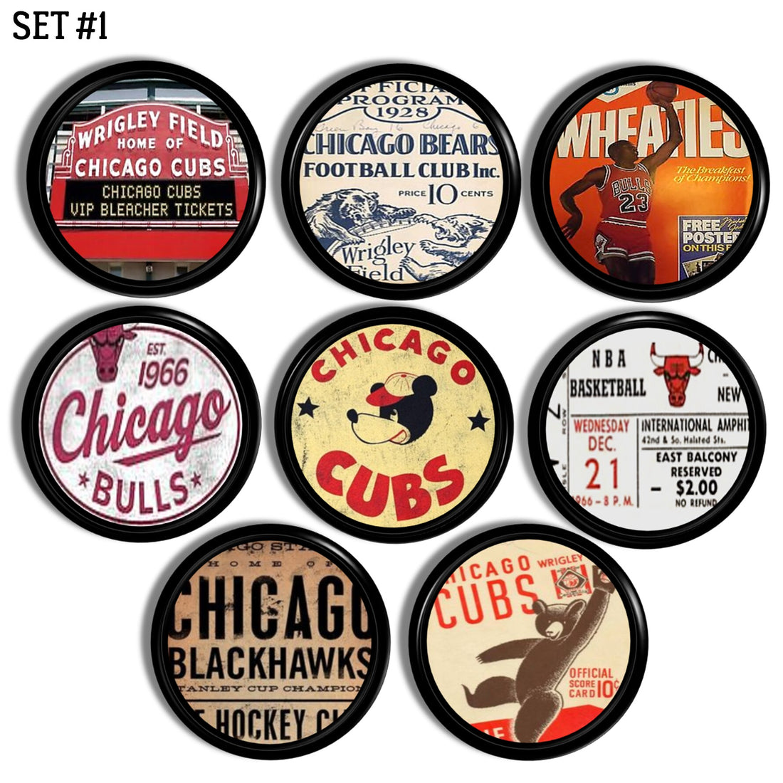 VIntage Chicago Sports Knob Set | Memorabilia Furniture Drawer Pulls –  Handcrafted 360