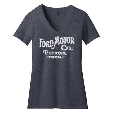 Ladies Relaxed V-neck Detroit Hudson's T-shirt - Heather Forest Green