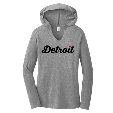 Ladies Relaxed V-neck Detroit Hudson's T-shirt - Heather Forest