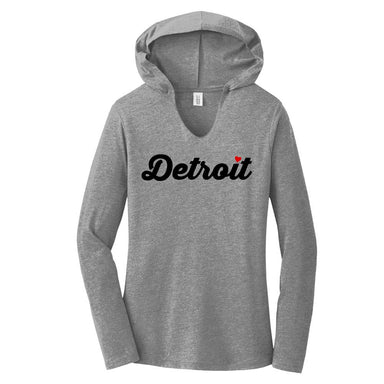 Ladies Relaxed V-neck Detroit Hudson's T-shirt - Heather Forest Green