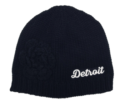 Hat - Michigan Native Knit with flower - Black — Detroit Shirt Company