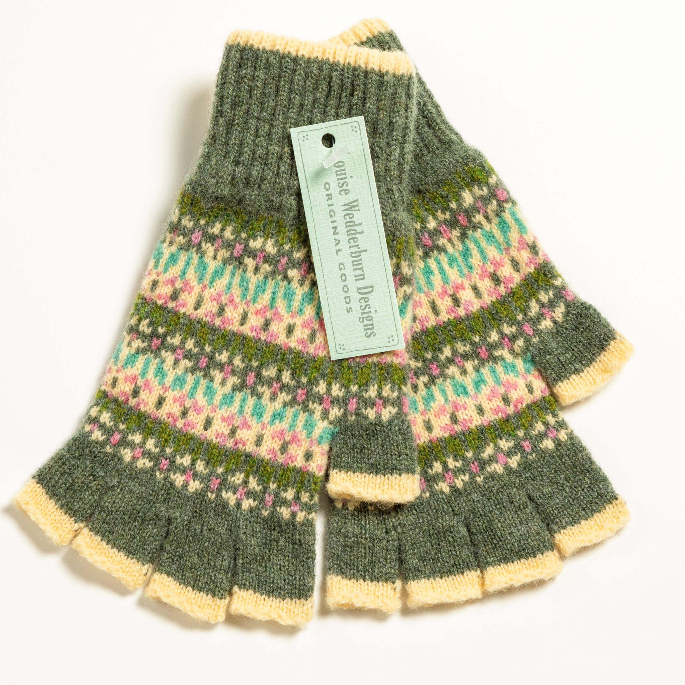 Shetland Fairisle Fingerless Gloves - landscape