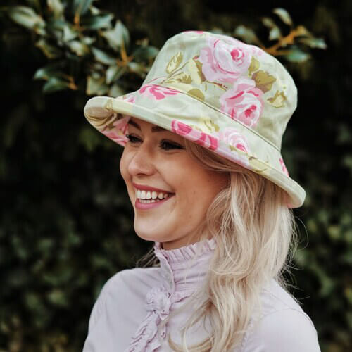 peak and brim hats nancy ladies sun hat in sage floral design on