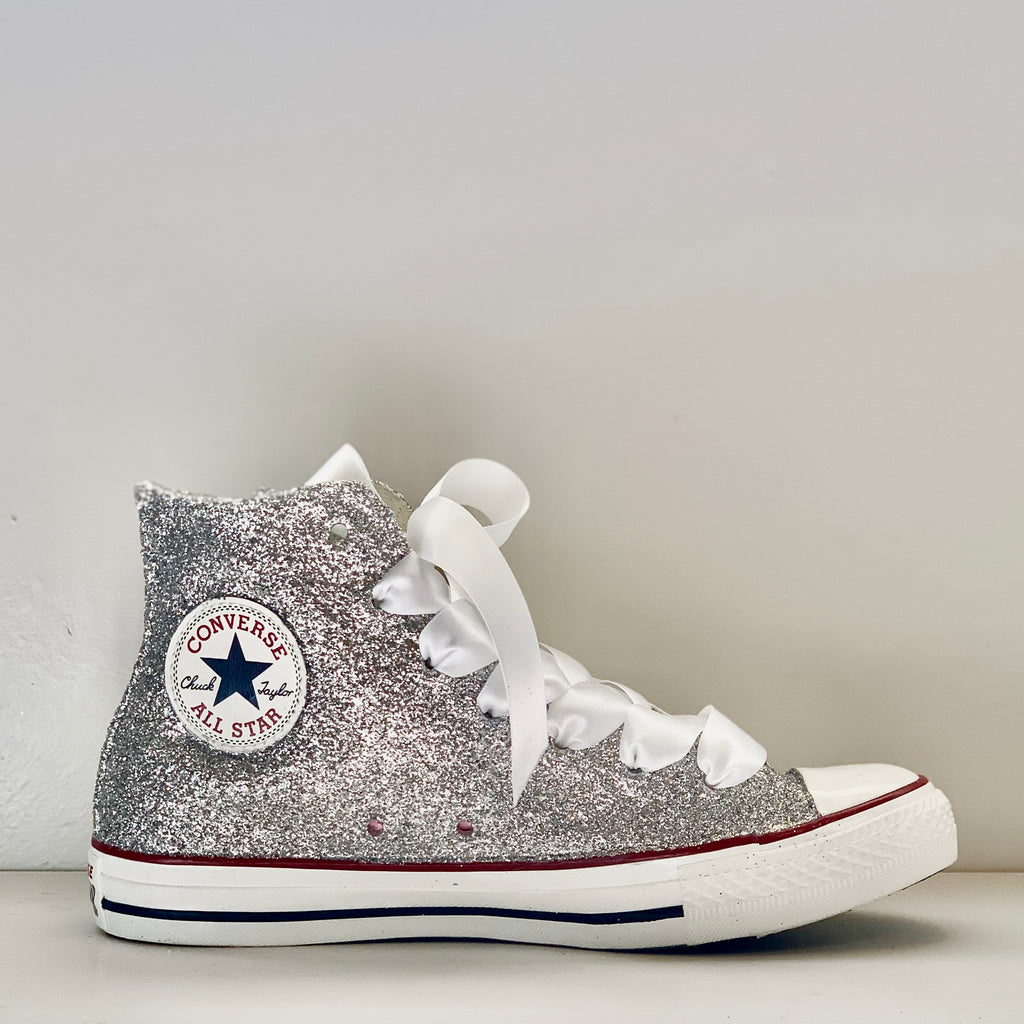 silver glitter converse high tops