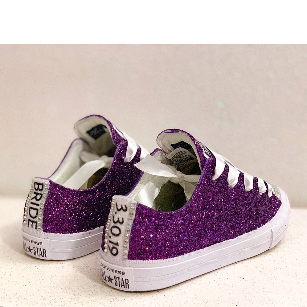 Womens Sparkly Glitter Converse Purple 