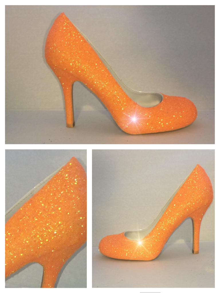 orange glitter shoes