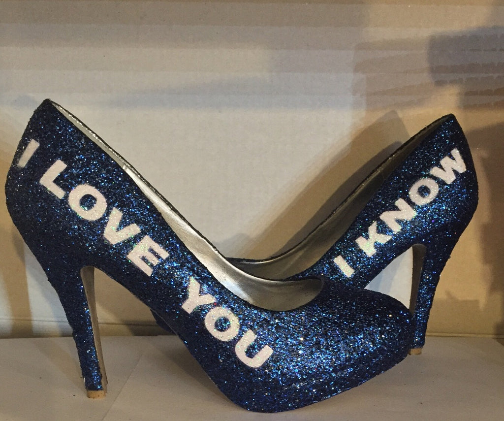 navy sparkly heels