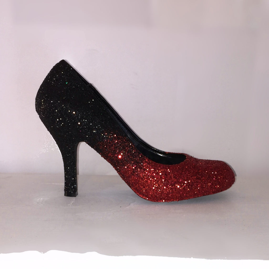 black sparkly heeled shoes