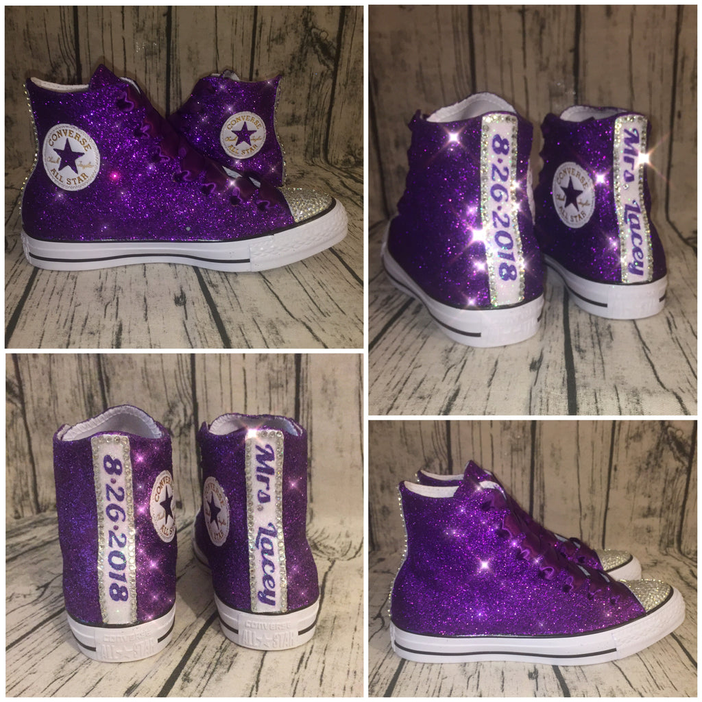 Wedding Sparkly Purple Glitter Converse 