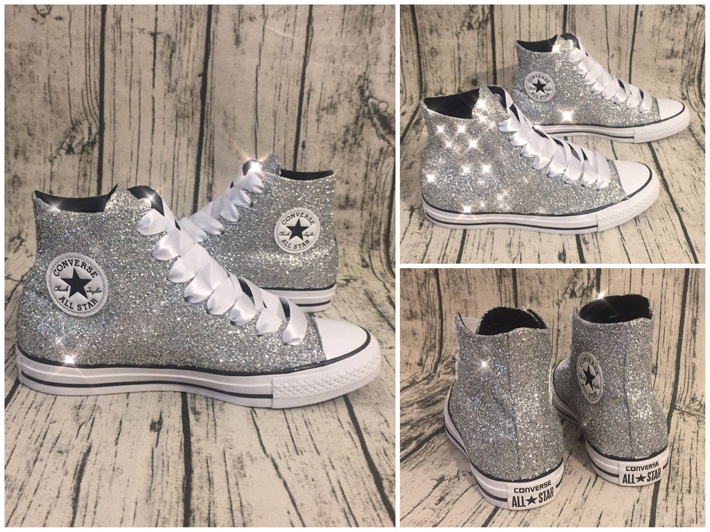 Sparkly Glitter Converse Silver Bling 