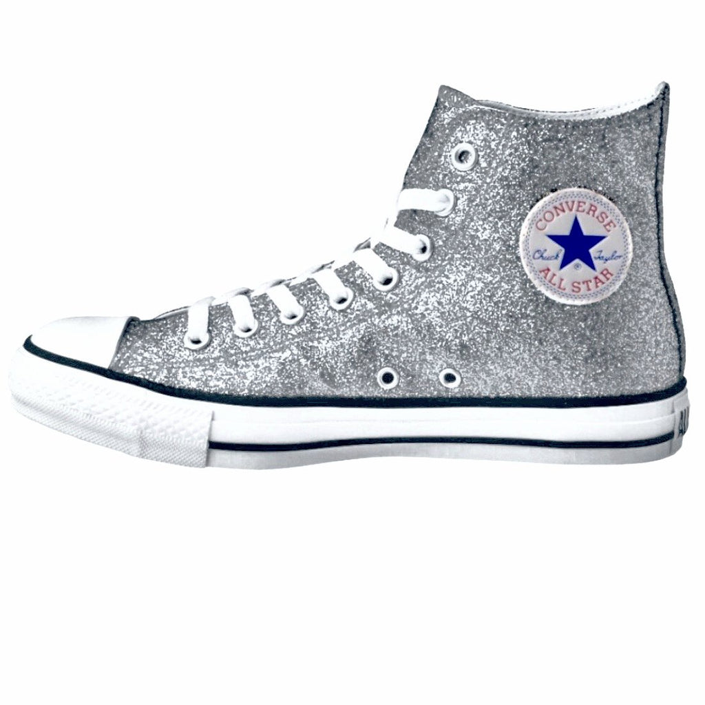 خادم عضلة مبالغة silver glitter chuck 