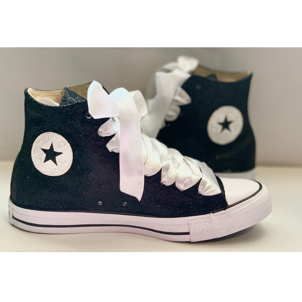 black sparkly converse high tops