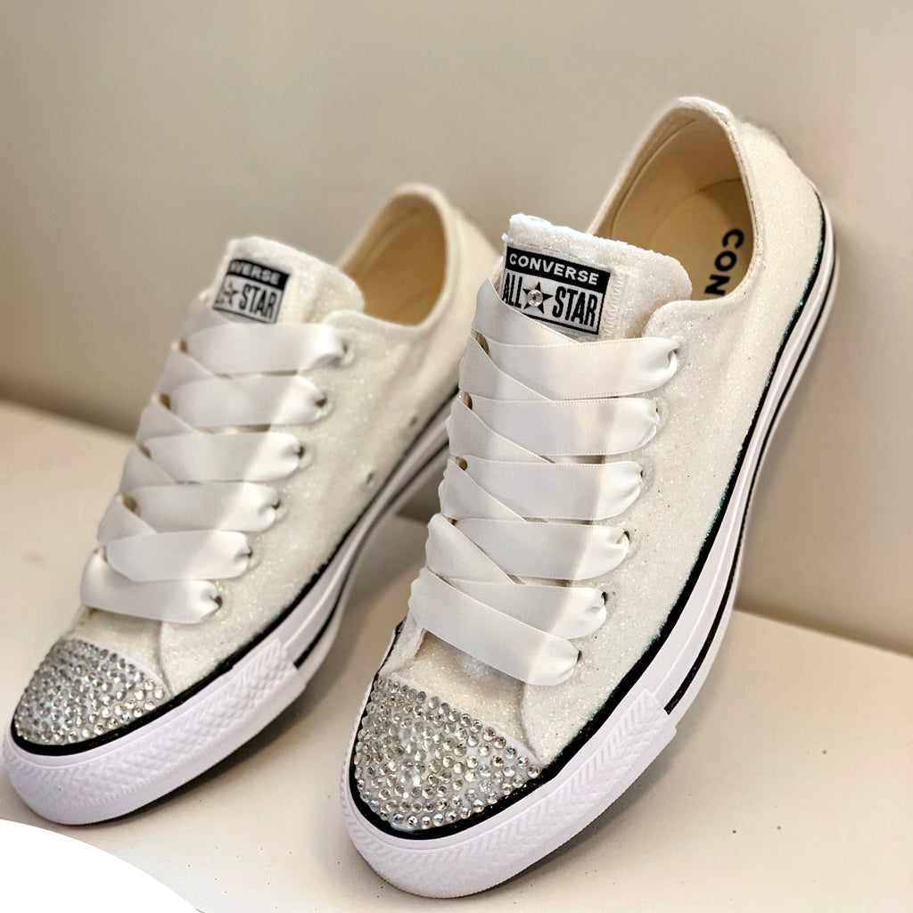 Ivory Glitter Converse Bling shoes 