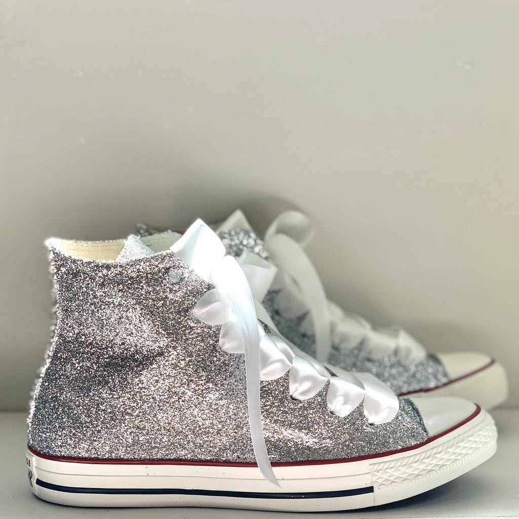 sparkly silver converse womens