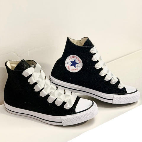 converse black glitter shoes