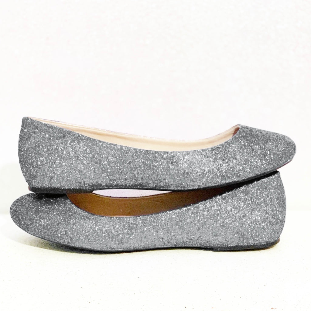 silver flat shoes