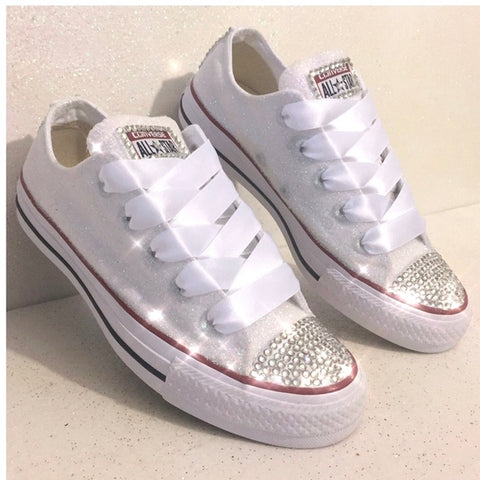 white converse with glitter