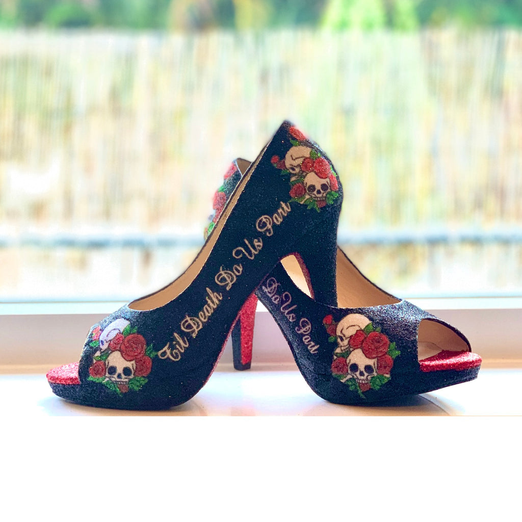 black heels with roses