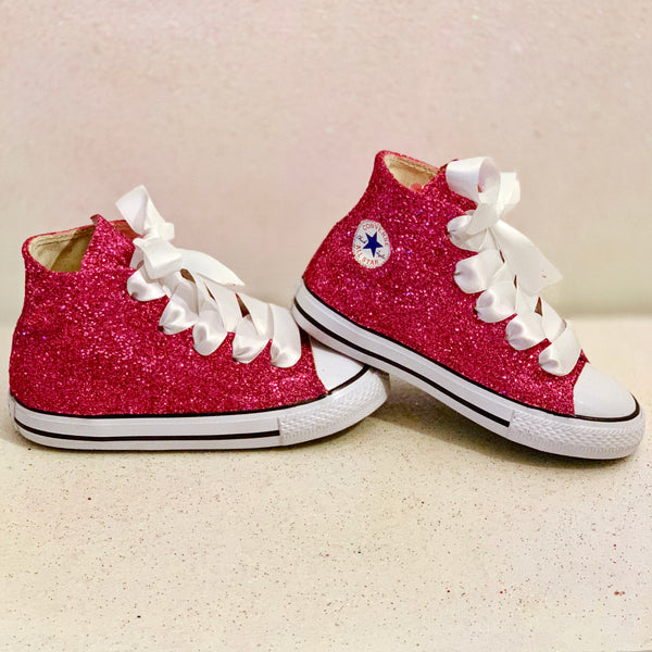 Kids Glitter Converse All Stars Bling Crystals Flower Girls Birthday Glitter Shoe Co