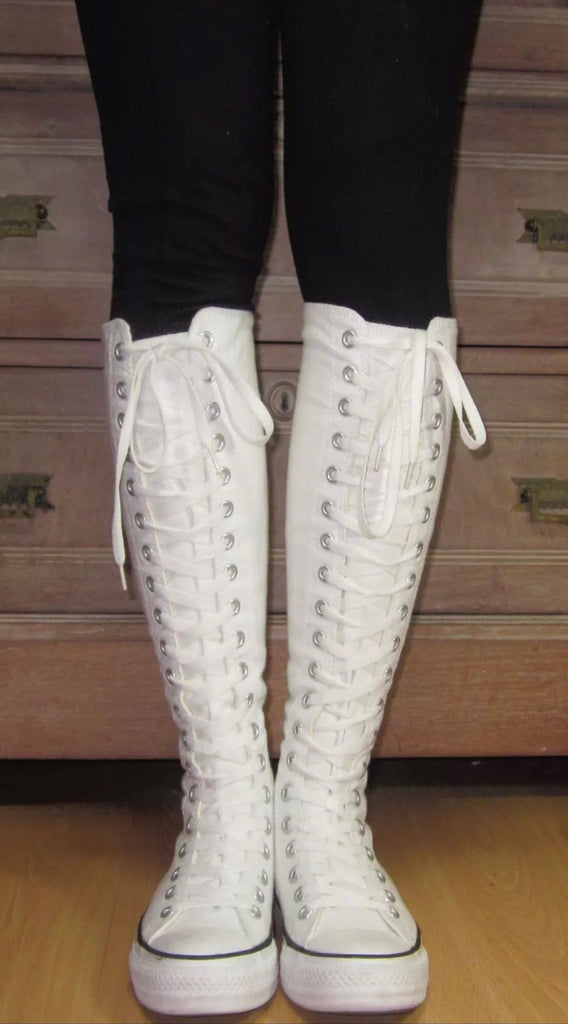 lace up converse knee high boots