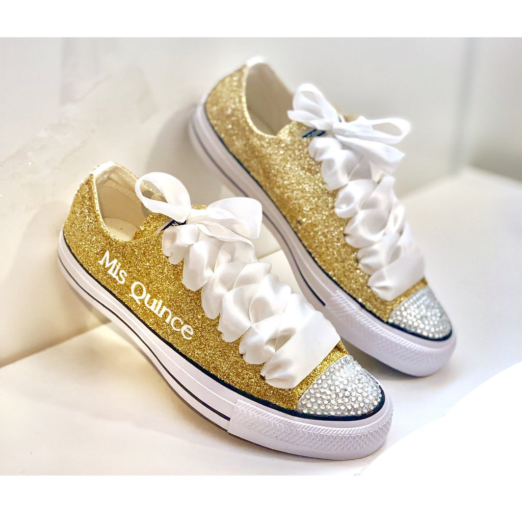 gold sparkly sneakers