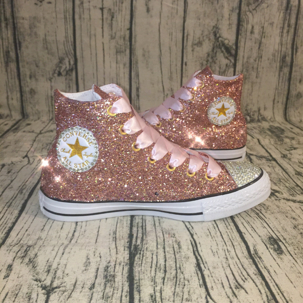 rose gold sparkly tennis shoes