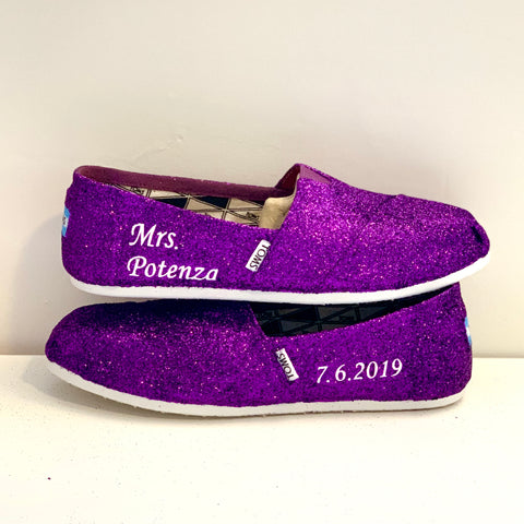 purple glitter toms
