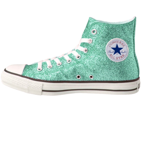 green glitter tennis shoes