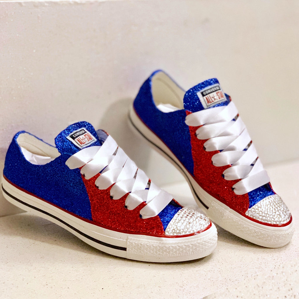 womens red glitter sneakers