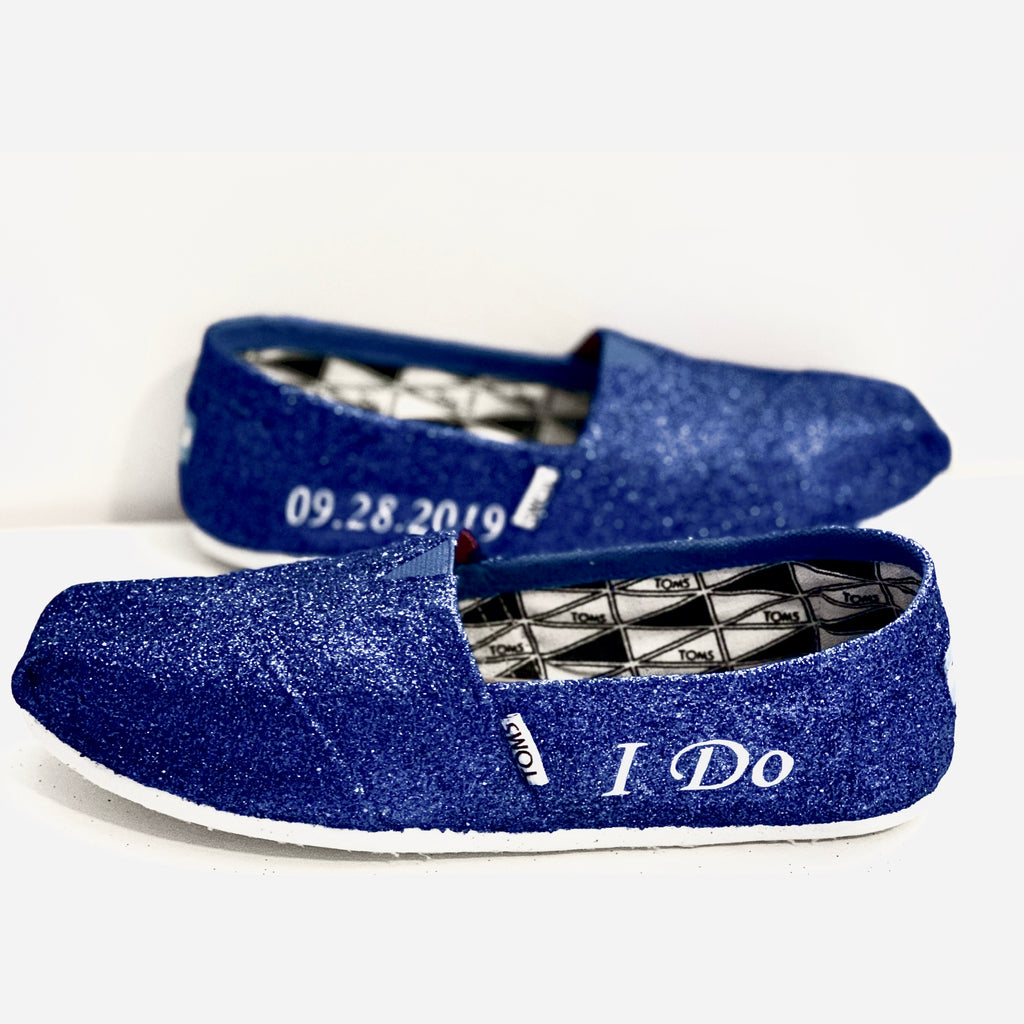 Women's Sparkly glitter Toms Navy Blue 