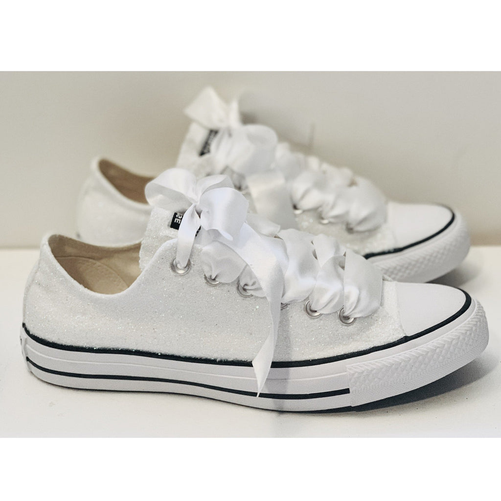 Ivory Glitter Converse Bling shoes 