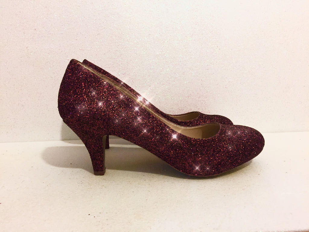 low heel sparkly shoes