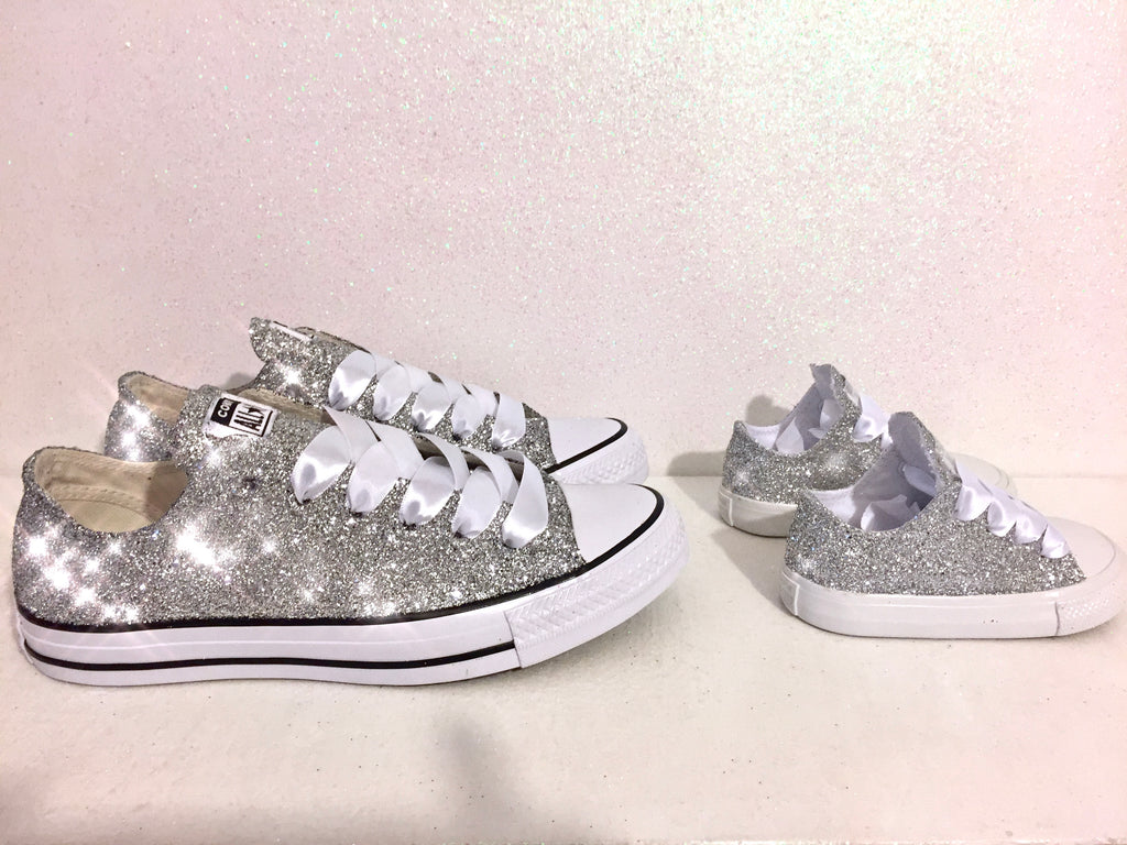 silver glitter converse youth