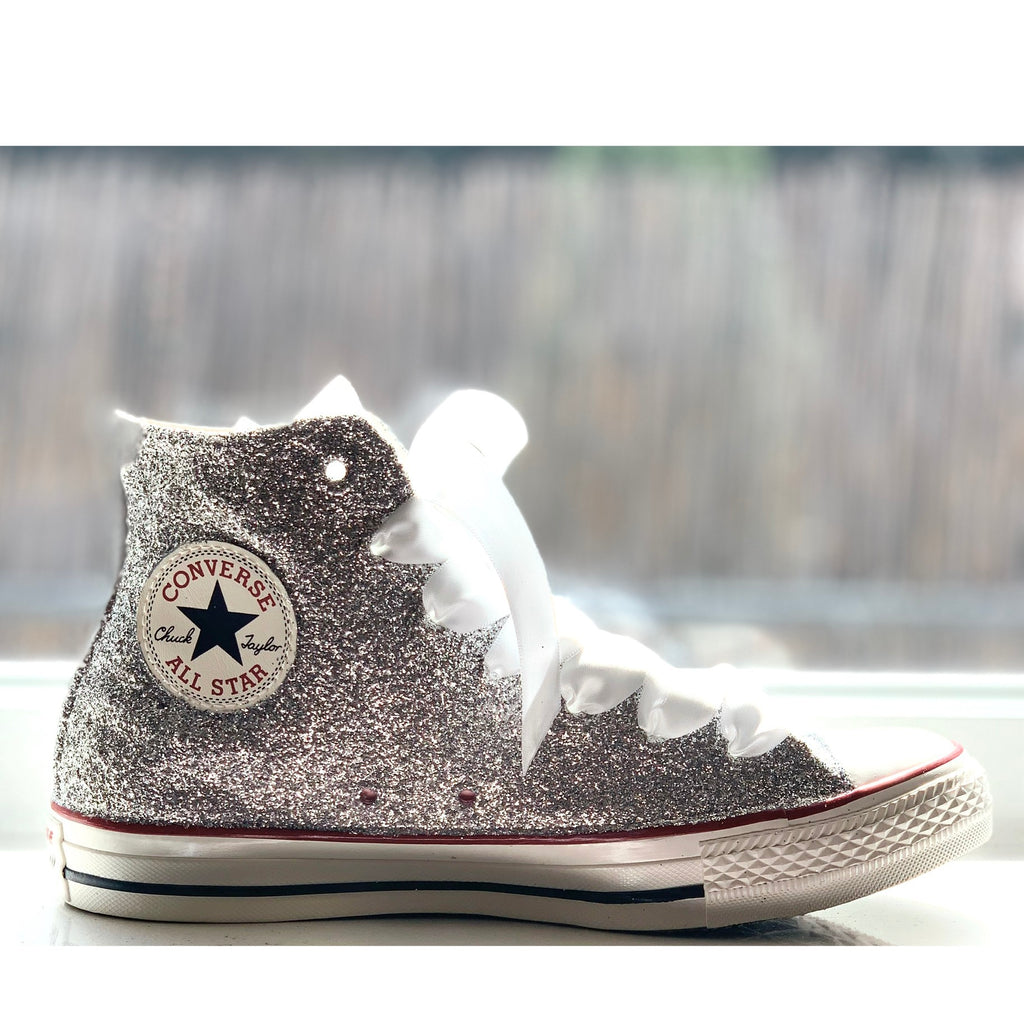 silver sparkly high top converse