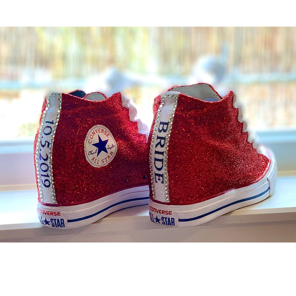red sparkly converse