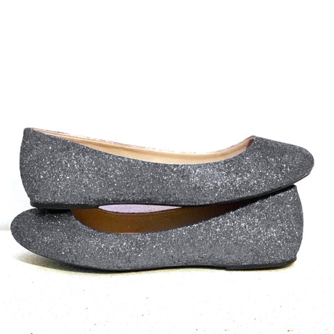 black sparkly ballet flats