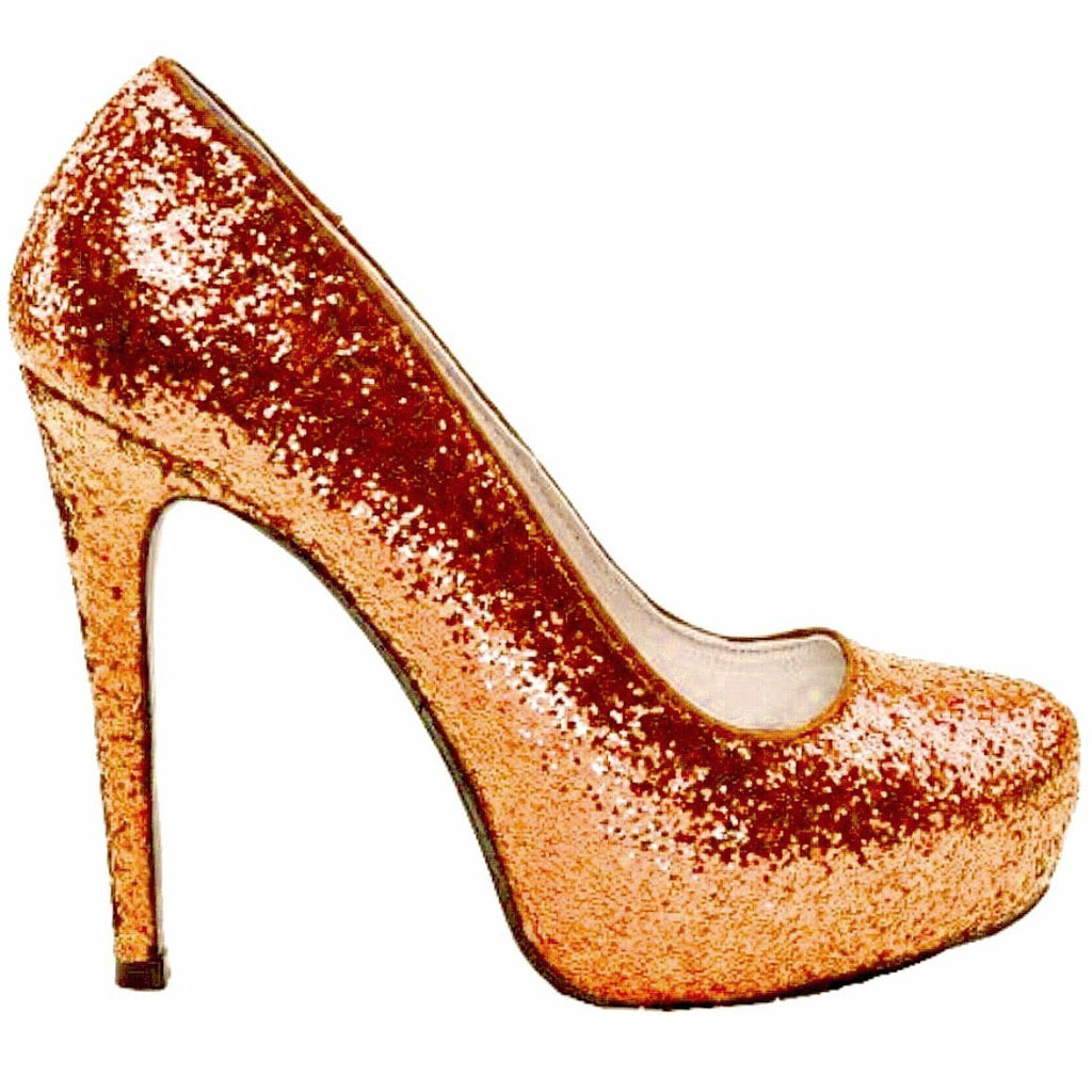 orange glitter heels