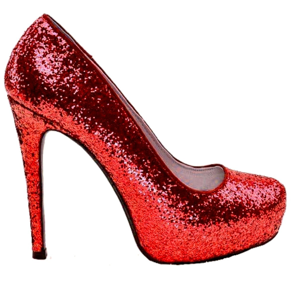 red sequin heels