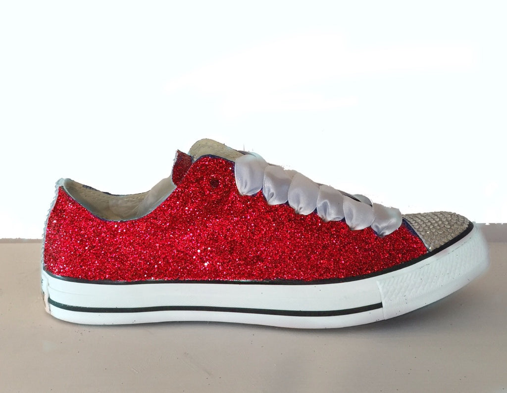 sparkly red converse shoes